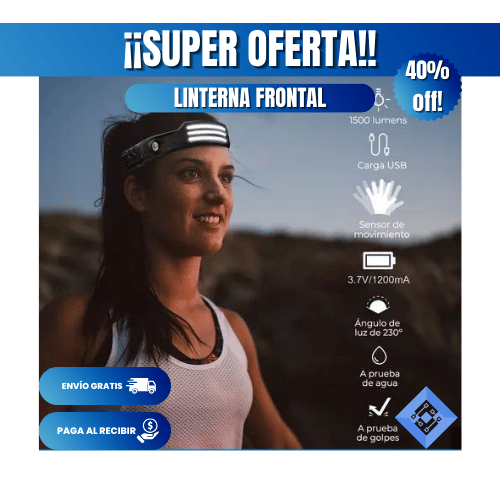 🔥OFERTA RELAMPAGO 40%DE DESCUENTO🔥🔦LINTERNA FRONTAL RECARGABLE🔦